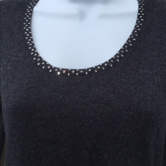 NWT Cache size small silk/cashmere rhinestone gray - Picture 6 of 7